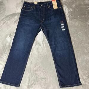 Levi's 505‎ Straight Jeans Mens 38x29 Blue Denim Red Tab Eco Ease Regular Fit